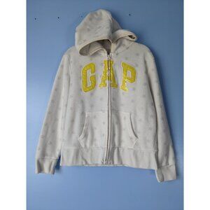 GAP Logo Pullover Silver Stars Fleece Hoodie Hooded Sweatshirt Girls Size L (10)